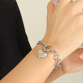 Jewelry wholesale Double Layer Cuban Chain Link Oval Chain Heart Pendant Bracelets