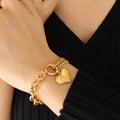 Jewelry wholesale Double Layer Cuban Chain Link Oval Chain Heart Pendant Bracelets