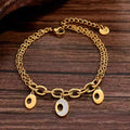 Jewelry wholesale Highly Popular Triple Chain Hollowed Out Round CZ Charm Bracelet