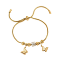 Jewelry wholesale Selected Round Snake Chain Adjustable Butterfly Charm Bracelet