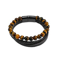Jewelry wholesale Classic Men's Fine Tiger Eye Beaded Leather Chain Bracelet