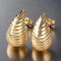 Women's Vintage Style 18K Gold Water Drop Stripes Hollow Fashion Jewelry Party Gift Accessories Stainless Steel Stud Earrings WAN4 Jewelry