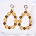 Women's Fashion Jewelry Boho with Large Bright Zircon Pendant Hollow Design Brown Natural Fritillaria Earrings WAN4 Jewelry