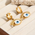 Blue Turquoise Devil's Eye Pendant 18K Gold Plated Girls' Fashion Jewelry Gift with Temperament Stainless Steel Dangle Earrings WAN4 Jewelry