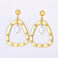 Jewelry wholesale Wholesale Pearl Chandelier Exaggerated Style Hollow Stainless Steel Earrings