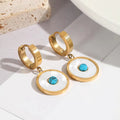 Planet Element Vintage Fritillaria Pendant Blue Turquoise Inlay 18K Gold Plated Stainless Steel Girls' Jewelry Fashion Earrings WAN4 Jewelry