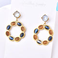 Women's Zircon Jewelry Stainless Steel 18K Gold Plated Personalized Color Exaggerated Design Bohemian Style Pendant Earrings WAN4 Jewelry
