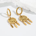 Vintage 18K Gold Plated Stainless Steel Dream Catcher Tassel Pendant Girls Bohemian Fashion Style Wedding Dangle Earrings WAN4 Jewelry