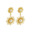 Jewelry wholesale Wholesale Sunflower Pearl Pendant Bohemian Style Hoop Earrings