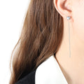 Jewelry wholesale Elegant Jewelry Stainless Steel Heart Long Ear Line Dangle Earrings