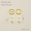 Vintage Style 18K Gold Hoop Stainless Steel and Irregular Imitation Pearl Jewelry for Women's Weddings Pendant Earrings WAN4 Jewelry