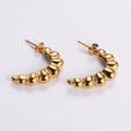 Ready To Ship Trendy Fashion Stainless Steel Engrave Pattern 18K Gold Plated Earrings Fine Jewelry For Girl WAN4 Jewelry