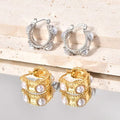 Round Stainless Steel Metal Fine Jewelry Inlaid With Pearls Exquisite Elegant High-End Fashionable Women's Vintage Earrings WAN4 Jewelry