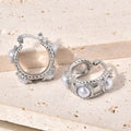 Round Stainless Steel Metal Fine Jewelry Inlaid With Pearls Exquisite Elegant High-End Fashionable Women's Vintage Earrings WAN4 Jewelry