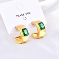 Jewelry wholesale Wholesale C-Shaped Green Zirconia Inlaid Stainless Steel Earrings