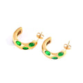 Jewelry wholesale Wholesale Stainless Steel C-Shaped Turquoise Inlaid Earrings