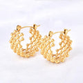 Jewelry wholesale Wholesale Stainless Steel Hollow Mesh Shape Parties HOOP Earrings