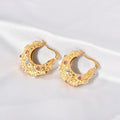 Jewelry wholesale Wholesale Stainless Steel Texture Micro Inset Zircon Hoop Earrings