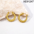 Wholesale Not Fade Chunky Geometric Hoop Earrings 18K Gold Plated Stainless Steel Jewelry Women's Fashion Hollow Earrings WAN4 Jewelry