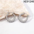 Wholesale Not Fade Chunky Geometric Hoop Earrings 18K Gold Plated Stainless Steel Jewelry Women's Fashion Hollow Earrings WAN4 Jewelry