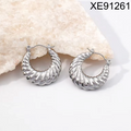 Wholesale Not Fade Chunky Geometric Hoop Earrings 18K Gold Plated Stainless Steel Jewelry Women's Fashion Hollow Earrings WAN4 Jewelry