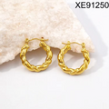 Wholesale Not Fade Chunky Geometric Hoop Earrings 18K Gold Plated Stainless Steel Jewelry Women's Fashion Hollow Earrings WAN4 Jewelry