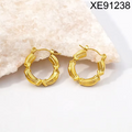 Wholesale Not Fade Chunky Geometric Hoop Earrings 18K Gold Plated Stainless Steel Jewelry Women's Fashion Hollow Earrings WAN4 Jewelry