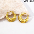 Wholesale Not Fade Chunky Geometric Hoop Earrings 18K Gold Plated Stainless Steel Jewelry Women's Fashion Hollow Earrings WAN4 Jewelry