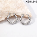 Wholesale Not Fade Chunky Geometric Hoop Earrings 18K Gold Plated Stainless Steel Jewelry Women's Fashion Hollow Earrings WAN4 Jewelry