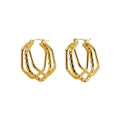 Vintage Women's Stainless Steel Jewelry Irregular Geometry Hollow Design Twisted Stripes 18K Gold Electroplated Gift Earrings WAN4 Jewelry