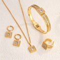 Jewelry wholesale Wholesale Stainless Steel Zircon Inlaid Geometric Jewelry Set