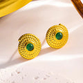 Jewelry wholesale Wholesale Conch Spiral Pattern Green Stone Pendant Oval Jewelry Sets