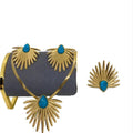 Jewelry wholesale Wholesale Snake Chain Maple Leaf Shape Inlaid Gem Jewelry Set