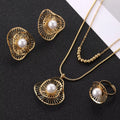 Jewelry wholesale Wholesale Flower Shape Inlaid Pearl with Geometric Jewelry Sets