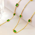 Jewelry wholesale Wholesale Stainless Steel O Shape Green Geometric Zircon Jewelry Sets