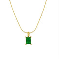 Retro Design Green Crystal Zircon Rectangle Pendant Necklace WAN4 Jewelry