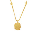 Jewelry wholesale 18K Geometric Square - shaped Plaque Smile - face Engraved Letter Pendant Necklace