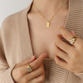 Jewelry wholesale 18K Minimalist LOVE Letter Square - plate Pendant Snake Chain