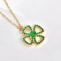 Jewelry wholesale Wholesale Jewelry Green Zircon Four Leaf Clover Pendant Necklace