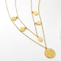 Dainty Wholesale Jewelry Stainless Steel 18K Gold Plated Eye Pattern Round Pendants Double Layer Oval Link Chains Necklaces WAN4 Jewelry