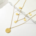 Dainty Wholesale Jewelry Stainless Steel 18K Gold Plated Eye Pattern Round Pendants Double Layer Oval Link Chains Necklaces WAN4 Jewelry