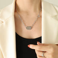 Jewelry wholesale Geometric - shaped Stainless Steel Elegant Letter Pendant Necklace
