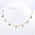 Jewelry wholesale Hot sale Multicolour Zircon Crystal Pendant Thin Oval Chain Necklace