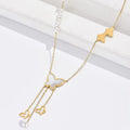 Jewelry wholesale Hot sale Shell Pearl Butterfly Tassel Pendants Oval Link Chain Necklaces