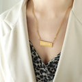 Jewelry wholesale New Arrival Jewelry Rectangle Engrave Letter Pendant Necklaces