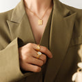 Jewelry wholesale Stainless Steel 18K Light - luxury Letter Necklace