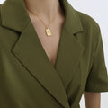 Jewelry wholesale Vintage Square Plate Relief Butterfly Pendant Necklace