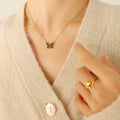 Jewelry wholesale Wavy - pattern Women's Antiqued Butterfly Pendant Necklace