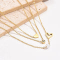 Jewelry wholesale Wholesale Elegant Graceful Three Layer Zircon Pearl Heart Necklace