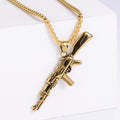 Jewelry wholesale Wholesale Stainless Steel Men Jewelry PVD Rifle Gun Shape Pendant Necklaces